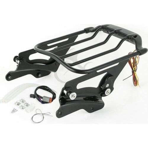 Motorcycle Two Up Luggage Rack W/LED Light + Docking Kit For Harley Touring Street Road Glide 14-20