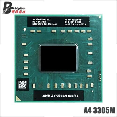 AMD A4-Series A4-3305M A4 3305M 1.9 GHz Dual-Core Dual-Thread CPU Processor AM3305DDX22GX Socket FS1
