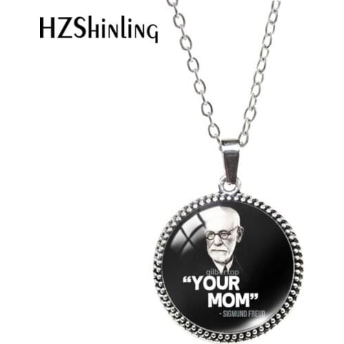 Sigmund Freud Round Antique Necklace Psychoanalysis Glass Dome Cabochon Jewelry Necklace