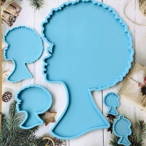 1PC Glossy Afro Girl Coaster Silicone Mold Epoxy DIY Craft Jewelry Tool, Coaster Agate Resin Mold Polymer Clay Mold New