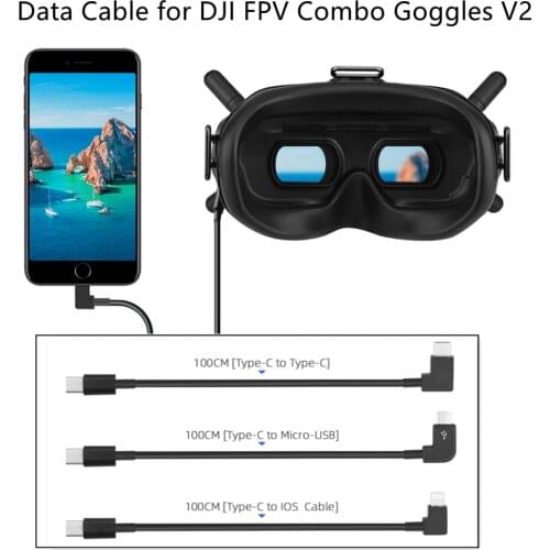 Data Cable for DJI FPV Combo Goggles V2 IOS/Type C/Micro USB Adapter for Ipad Air/MINI Tablet IPhone Drone Glasses Accessories