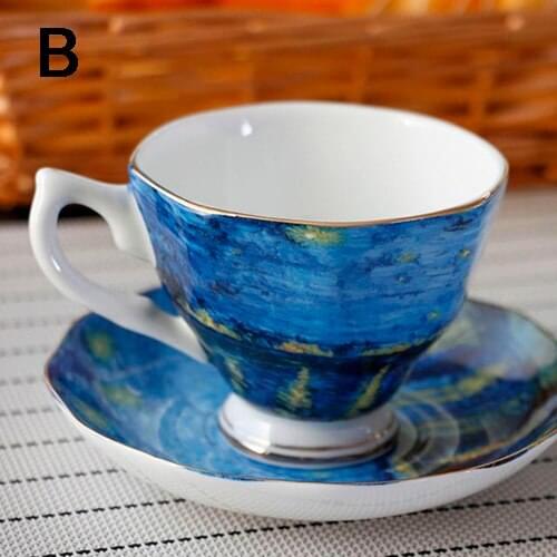 British Style Flower Bone China Coffee Cup and Saucer Set High-end Afternoon Tea Pastoral Style Flower Tea Cup