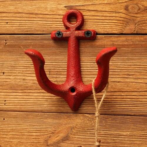 Creative Anchor Wall Mount Decorative Hooks Cast Iron Retro Big Clothes Coat Hats Towel Hanger Shelf For Kitchen Home Decoration