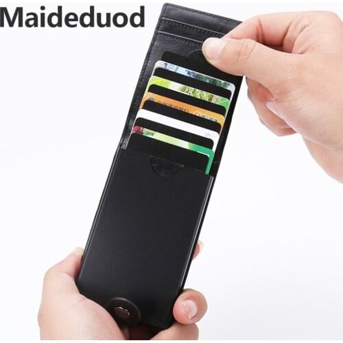 Maideduod Men Credit Card Holder Drawing Type PU Leather Card Holder With RFID Card Case Fashion Mini Card Wallet Coin Pocket