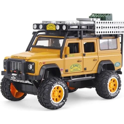 1:28 Alloy Diecast Toy Car Model Camel Defender Metal Toys Vehicles Trophy Pull Back Sound Light Collection For Children Gifts