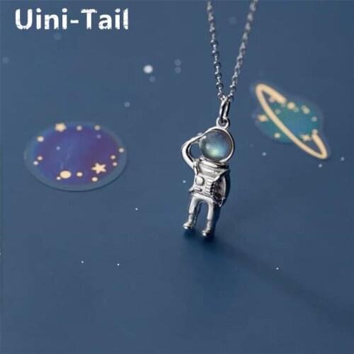 Uini-Tail hot sale new 925 sterling silver cute astronaut creative design necklace sweet temperament simple romantic jewelry