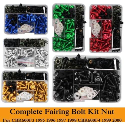 Fit For Honda CBR600F3 1995 1996 1997 1998 CBR600F4 1999 2000 CNC Alloy Complete Fairing Bolts Kit Nut Bodywork Screws Clip
