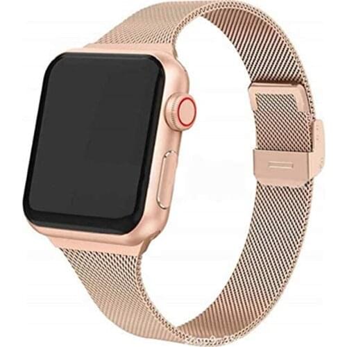 Women Mesh Strap for Apple Watch Band 38mm 40mm 42mm 44mm iWatch Series 6/5/4/3/2/1/SE Stainless Steel Metal Thin Wristband