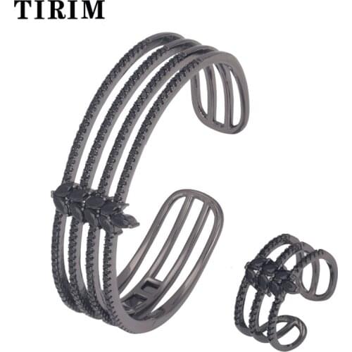 TIRIM Luxury Bracelet Ring Sets for Women Charm Micro Paved Cubic Zirconia Bangle Set Dubai Fashion Jewelry & Accessories
