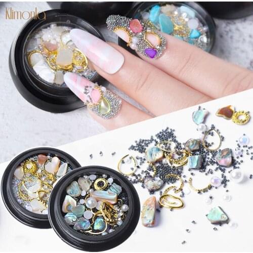 8 Colors Mixed Nail Art Rhinestone Elf Beads Shells Nail Jewelry DIY Decoration Tips 3D Glitter Crystal Decals For DIY