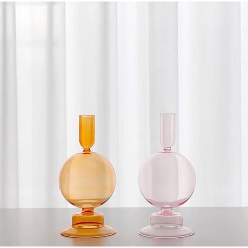 Glass Candle Holder For Wedding Decorations Candlestick Romantic Nordic Candle Stand Wedding Decoration Candle Holder