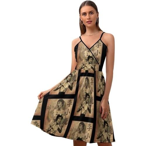 Bruce Lee Dress Suspender Spring Wholesale Dresses Colorful Women Spandex Patterns One-Piece Dress
