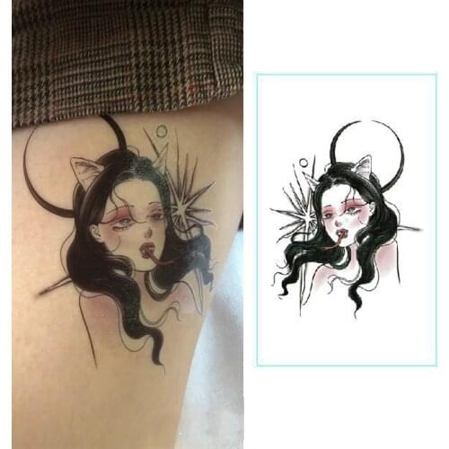 Temporary Tattoos Waterproof Hand Back Fake Tattoos Dark Tattoo Stickers Black Clown Smile Rose Tatto Witch Arm Foot Fake Tatoo