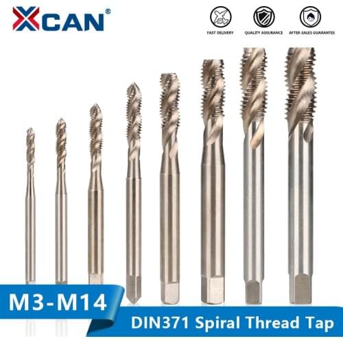 XCAN DIN371 Thread Tap HSS Machine Tap Drill Bit M3/M4/M5/M6/M8/M10/M12/M14 Spiral Metric Screw Tap Threading Tools