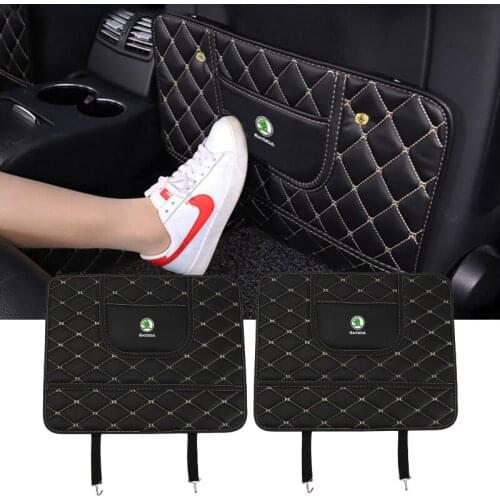 Car Seat Anti-kick Mat Protector Cover for Skoda Yeti Karoq Kamiq Octavia Fabia Superb Kodiaq Rapid Scala Kodiak Citigo Felicia