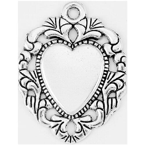 10PCS Antique Charms Hollow Lovely Heart Silver Color Pendant For Jewelry Making DIY Earring Necklace Bracelet Handmade Craft