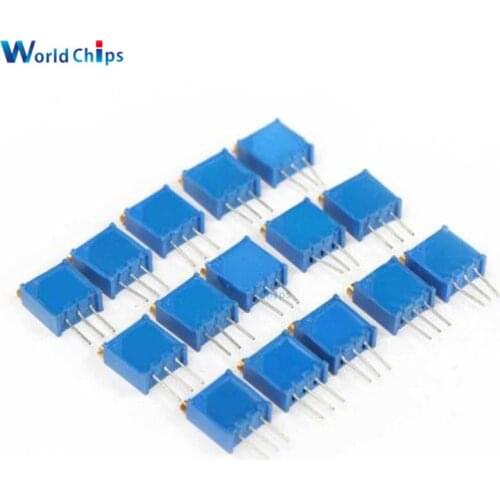 15Value 100/1K/10K/100K/1MK/200/2K/20K/200K/2MK/50/500/5K/50K/500K Ohm Resistor 3296 Trimmer Pot Variable Resistor Potentiometer