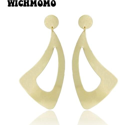 2019 New Fashion Trendy 94mm 1 Pair High Quality Zinc Alloy Gold Geometric Earrings for Girls Party Gifts Accessories