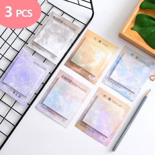 3 PCS Planet adhesive notepad Stationery post it memo pad Bookmarks Kawaii stickers planner in notebook sticky notes cute note