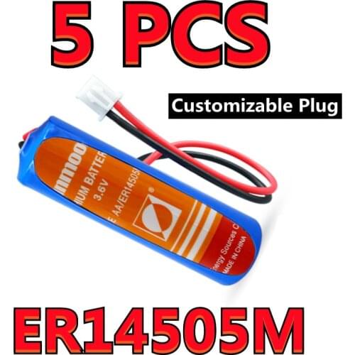 5PCS SUNMOON ER14505M 14500 AA 3.6V Water Meter Battery High Power Type (Customizable Plug)