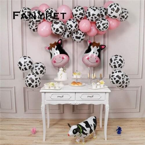 58pcs Cow Print Balloons Black White Animal Cow Latex Balloons Walking Cow Mylar Balloon Farm Birthday Farm Animal Theme Party
