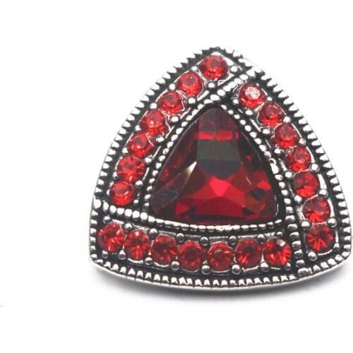 6pcs/lot Triangle Snap Buttons Red Rhinestone Buttons Charms Fit 18mm/20mm DIY Women Snap Bracelet Necklace Jewelry
