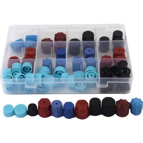 77Pcs Universal Car A/C R134a R12 High Low Side Valve Core Service Port Dust Cap Set Replacement Air Conditioning Repair Tools