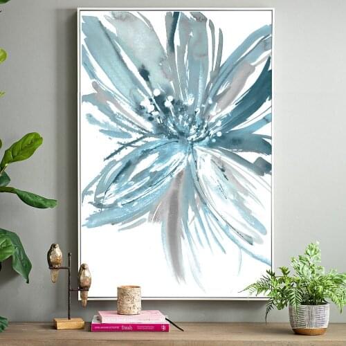 Abstract Flower Painting Hand Painted Oil Painting On Canvas Handmade Blue Flower Painting Art Modern Wall Art For Home Decor