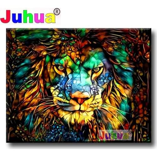 African Colored Lion Head DIY diamond painting Cross Stitch diamond full mosaic diamond embroidery 100% Square Drill Animal Art