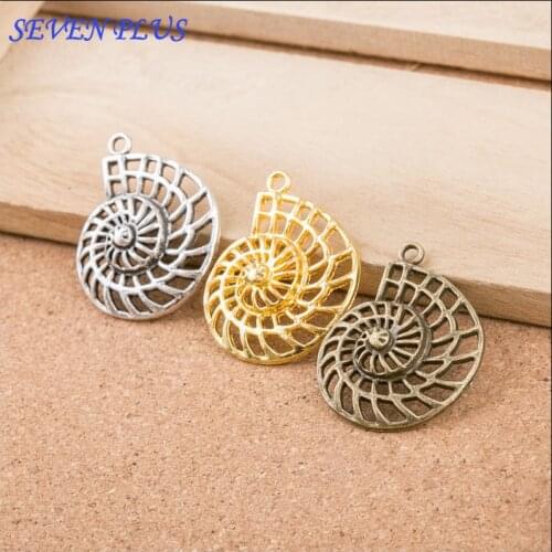 High Quality 10 Pieces/Lot 36mm*28mm Alloy Material Hollow Out Seashell Charm Sea Nail Charms For Jewelry Making