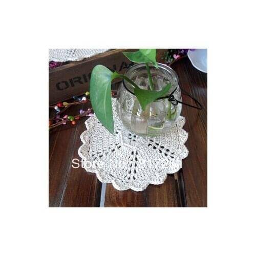 Free shipping handmade crochet cup mat zakka placemats round fashion doily heat pad 15cm table mat for wedding decoration mats