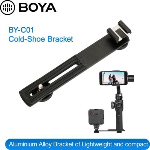 BOYA BY-C01 Aluminium Alloy Universal Bracket Additional Cold-Shoe and 1/4" Screw Mount for Microphone Camcorder Flash LED Light