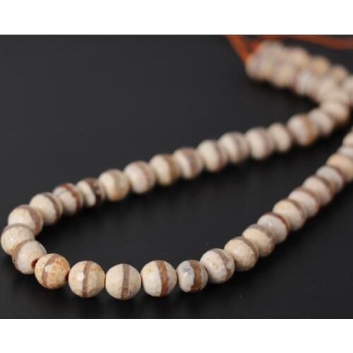 3Strand/Lot Wholesale 8mm One Line Stripe Tibetan Dzi Onxy Faceted Round Loose Beads,DIY Necklace Bracelet Jewelry Making
