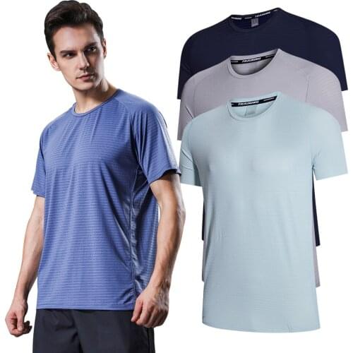 Quick Drying Mens T-Shirt Short Sleeve Fitness Sport Shirt Gym Clothing Compression Running T-Shirts Summer Breathable T-Shirt