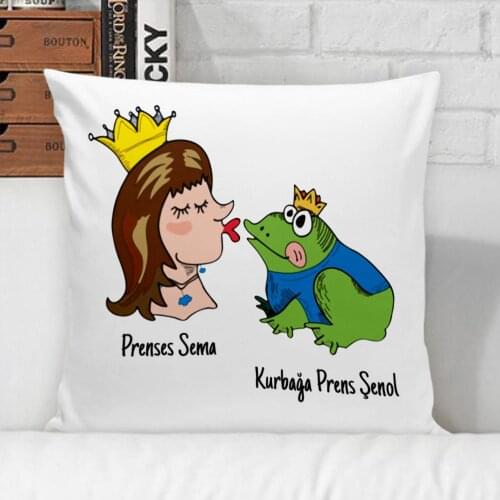 Personalized Is Princess & Frog Prince White Pillow Case