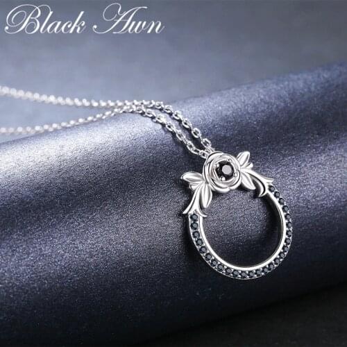 Black Awn 2020 New Classic Arrive 925 Sterling Silver Fine Jewelry Trendy Flower Engagement necklaces & pendants for Women K026