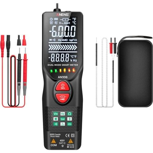 ANENG AN998 Digital Multimeter AC/DC Ammeter Volt Ohm Tester Meter Multimetro With Thermocouple LCD Backlight Portable