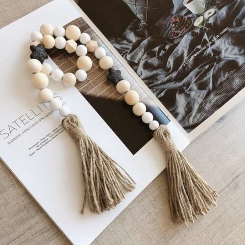 Handmade Tassel Wood Bead Garland Hanging Kid Baby Room Nursery Country Home DecorAccessories Kids Room Tent Ornaments