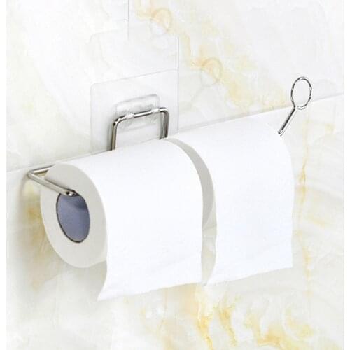 Toilet Paper Holder Stainless Steel Bathroom Suction Hanger Tissue Rack Kitchen Towel Hanging Rack SCIE999