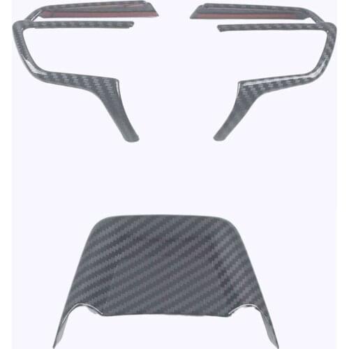 For Toyota Highlander 2021 2022 ABS Carbon Fiber Steering Wheel Button Frame Cover Trim Auto Accessories Inner Accessories