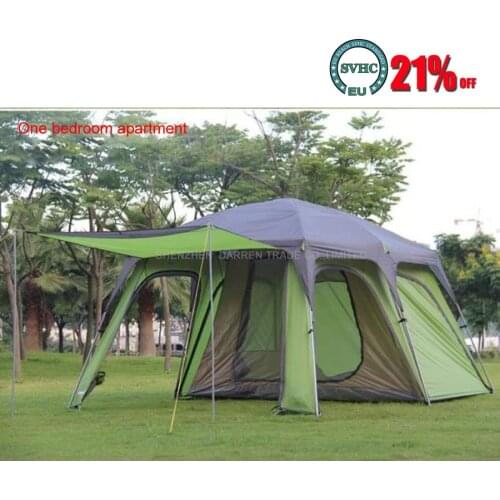 Ultralarge 5-8 double layer outdoor 1 living rooms and 1hall family rain-proof camping tent with a mat and double Inner tent