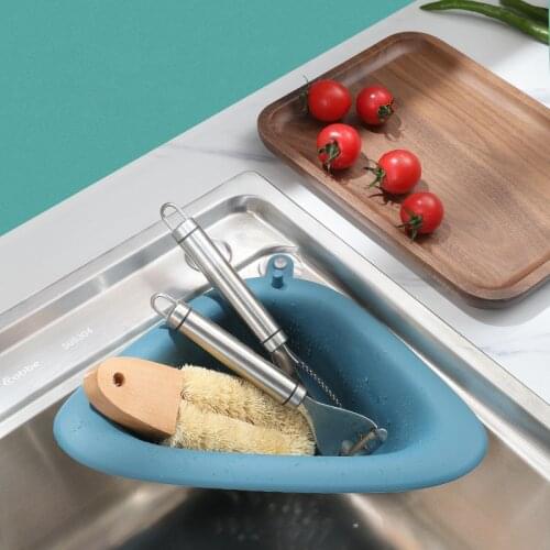 E-PIC For Kitchen Triangle Absorbable Sucker Sink Drain Basket Wash Fruit and Vegetable Filter Kitchen Tool Storage Shelf Filter