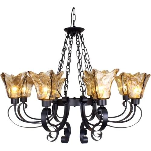 European chandelier villa living room lamp American country bedroom lamp retro iron restaurant lamp Mediterranean chandelier