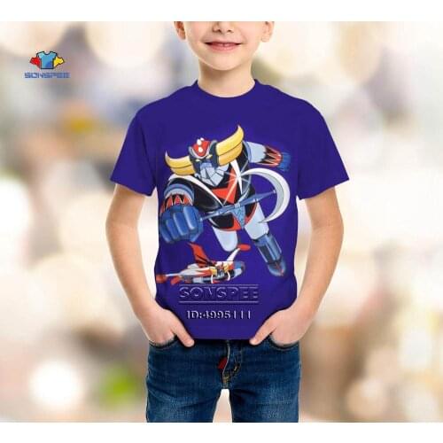 SONSPEE 3D Print Anime UFO Robot Grendizer Kid Toddler Casual Tshirt Summer T-shirt O-neck Boy Girl Top Grendizer Hip Hop Shirts