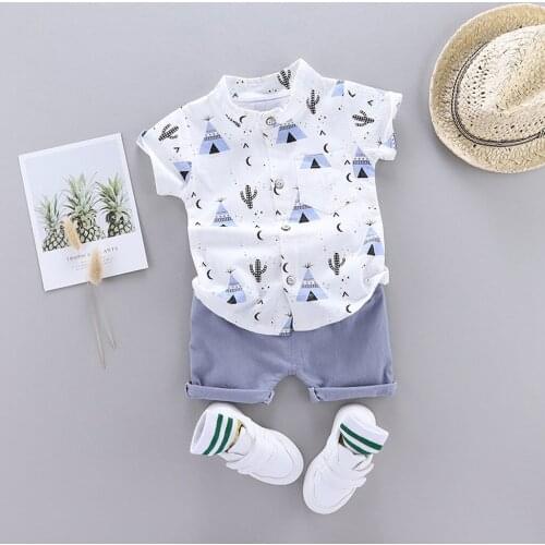 1-4Years Infant Baby Boys Clothes Set Cartoon Short Sleeve Printed Shirt T-shirt Tops+Shorts Summer Outfits детская одежда L