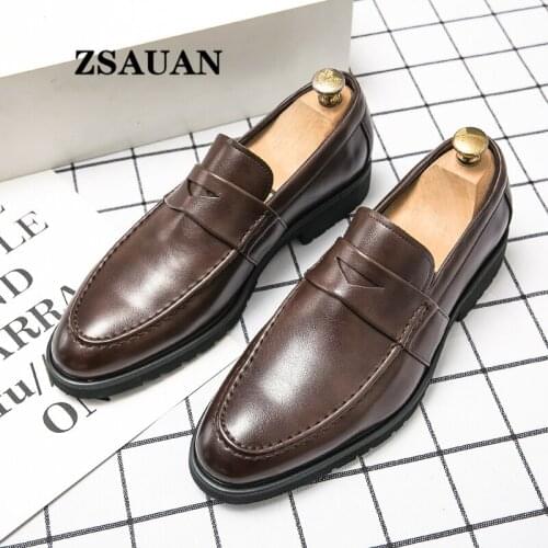 PU Leather Men Office Oxford Loafers Comfortable ZSAUAN Italian Solid Graceful Man Daily Dress Shoes Slip-on Dropshipping