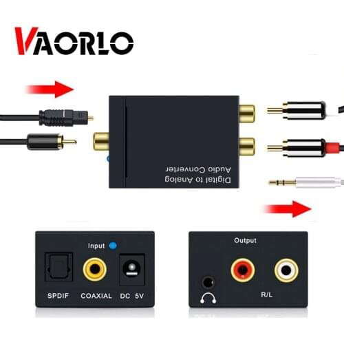 Audio Converter Coaxial Optical Fiber Toslink Digital to Jack 3.5 Analog L/R RCA SPDIF Digital Audio Decoder Stereo Amplifier