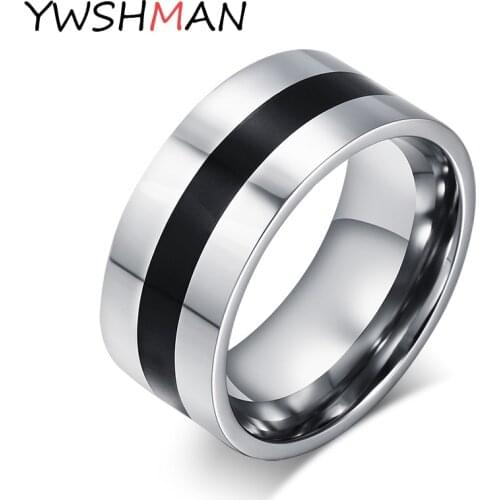 Mens fashion 8MM Stainless steel Ring Men Wedding Ring Gifts For Men Wedding Smooth Joyas