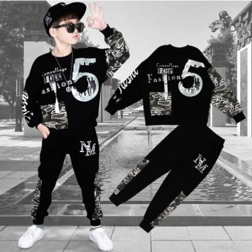 Children Clothing Set 2021 Autumn Boys Long Sleeve Sport Suit Camouflage Patchwork School Kids Clothes Casual Tracksuit