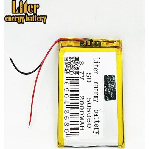 505060 li-polymer battery 3.7v 2000mah for gps Rechargeable Battery For MP4 MP5 GPS DVD mobile video game E-books
